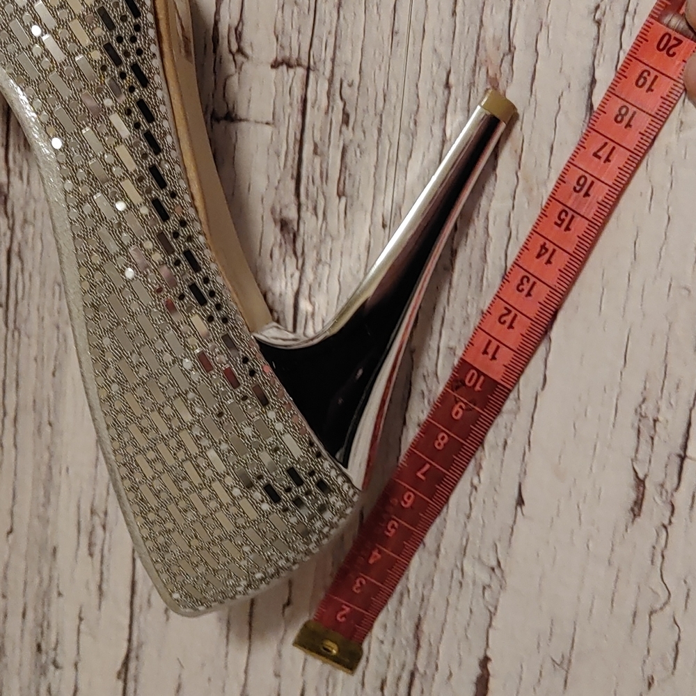 Nobleez silver pattern wedding high heel needle shoes size 8 - Picture 12 of 16
